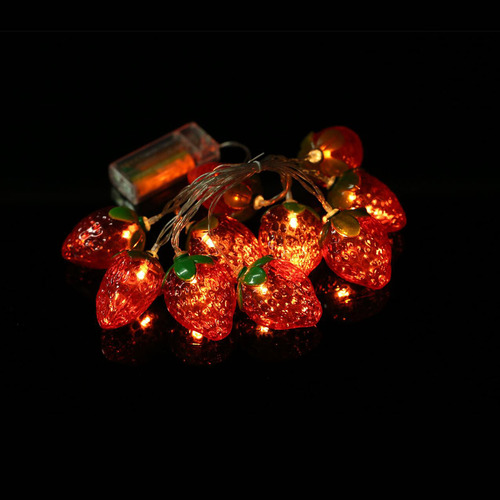 Cadena De Luces Strawberry: 20 Led Para Festivales Y Fiestas
