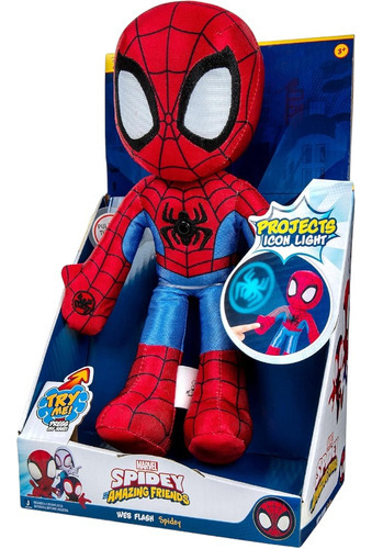 Muñeco Peluche Web Flash Spidey Con Luz - Dgl Games & Comics Color Rojo