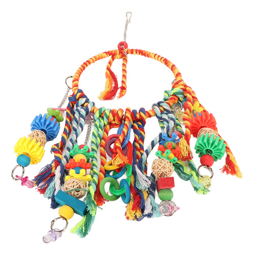 Brinquedo Rope Chew Perch Bird Swing Toy Colorful Beak Grind