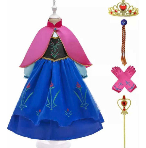 Vestido De Anna Frozen Para Niña Vestido Con Accesosrios