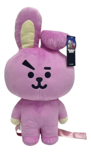 Mochila Backpack Peluche Bt21 Cooky Bts Jungkook 50cm Rosa Liso