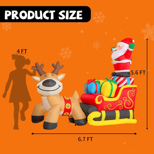 Trineo Inflable Navideño 2 M Largo Con Forma Trineo