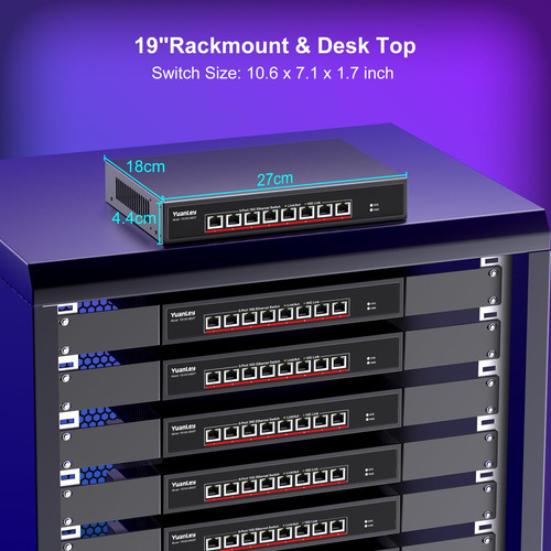 Switch Ethernet Yuanley De 8 Puertos 10g, 8 Puertos Rj45 De