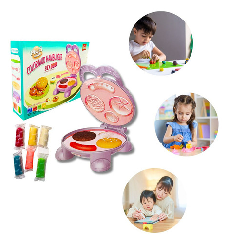 Set Cocinita Plastilina Con Maleta De Hamburguesas