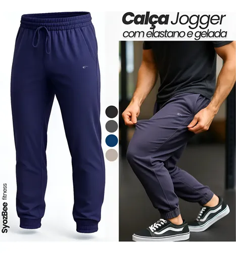 Calça Tactel Masculino Jogger C/ Elastano Academia Treino