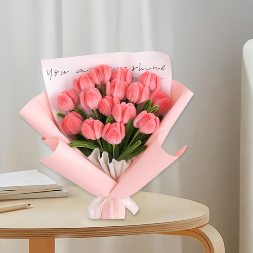 Ramo De Tulipanes Con Flores De Simulación De Felpa Para