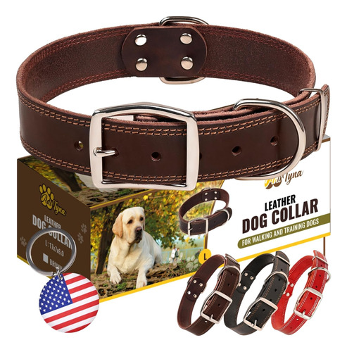 Adityna Collar De Cuero Resistente Para Perros Grandes - Col