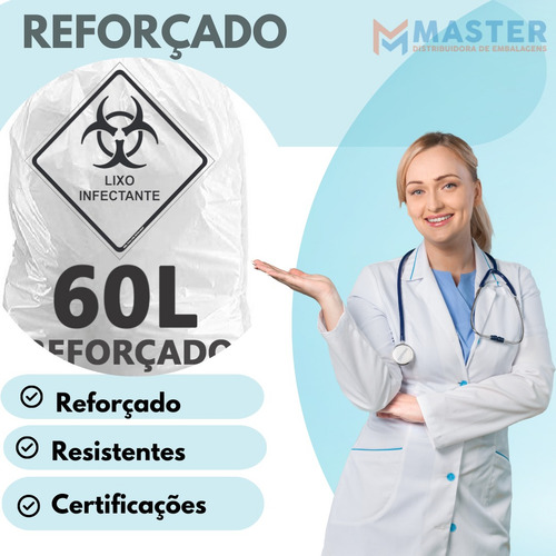 Imagem 5 de 5 de Sacos De Lixo Infectante Hospitalar 60 Litros 300 Unidades