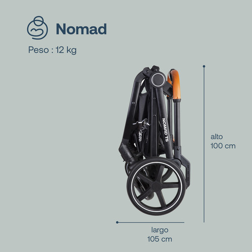 Carriola Portabebe Nomad Baston Plegable Color Beige Bebesit
