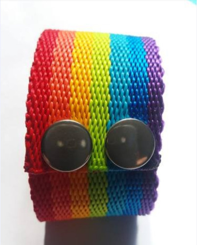 Pulseras Orgullo Gay Lgbt Ancha (doble Boton) Pack Por 10