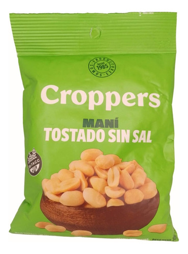 Mani Tostado Sin Sal Croppers 105 Gr X 6 Unidades