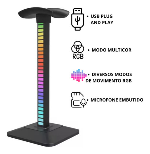 Suporte Fone De Ouvido Headset Headphone Efeitos Rgb Gamer Inboxmobile