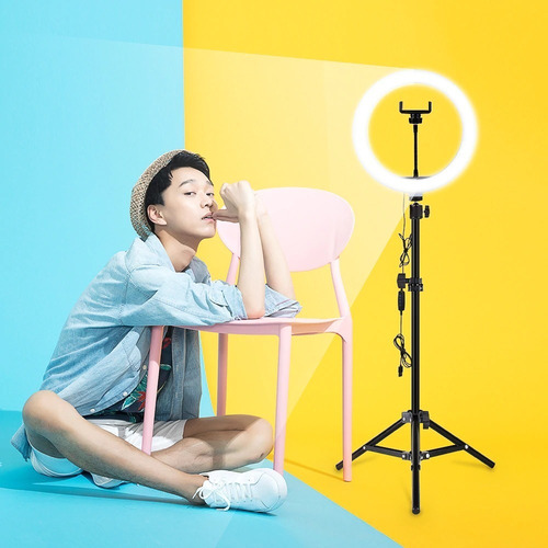 Ring Light Led Iluminador 26cm Completo 2,1m Tripé 210cm