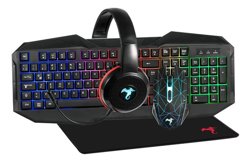 Combo Gamer Retroiluminado Usb Mouse Teclado Auricular Pad 