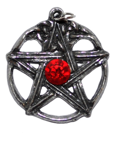 Colgante Pentagrama Druida - Swarovski Rojo- Estaño