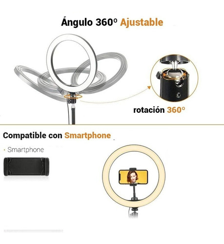Anillo De Luz Led Regulable Con Trípode Para Teléfono