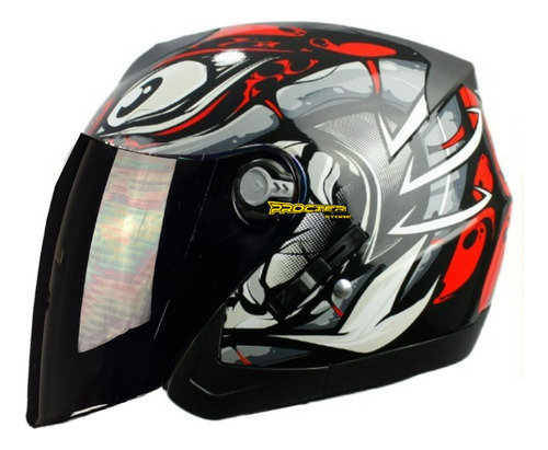 Casco Abierto Tipo Jet Con Gafas Visor Humo