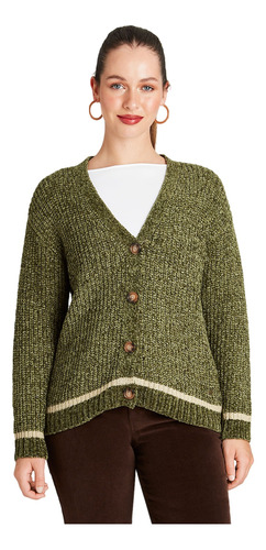 Cárdigan De Chenille Y Lurex Verde