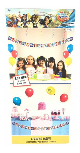 Letrero Banner Movil Super Hero Girls Dc Feliz Cumpleaños Gm