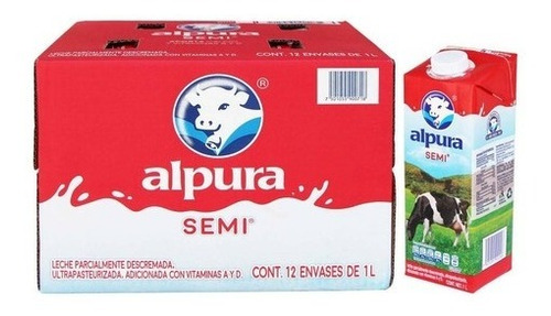 Leche Alpura Semi 12 Pzas De 1 L