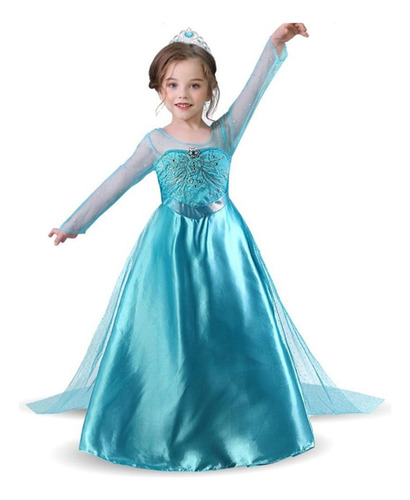 A Vestido De Princesa Elsa Para Fiesta De Cumpleaños,