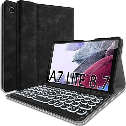 Funda Teclado Wineecy Galaxy Tab A7 Lite 8.7 Cuero/negro