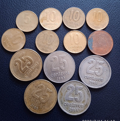 Moeda Argentina, 5, 10, 25 E Centavos Centavos (Usado)