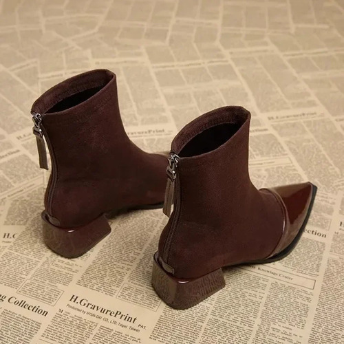 Botines Delgados Para Mujer Con Punta Puntiaguda Para Invier