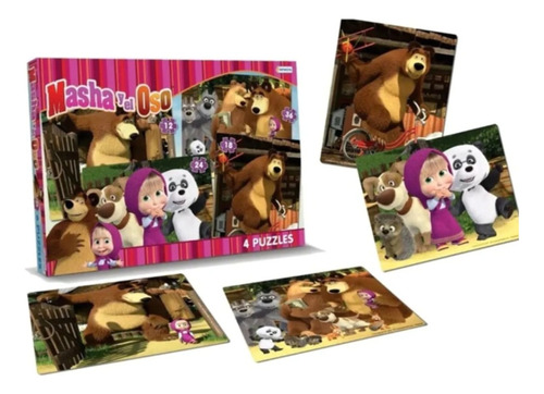 Puzzle X4 Masha Y El Oso 4 Rompecabezas