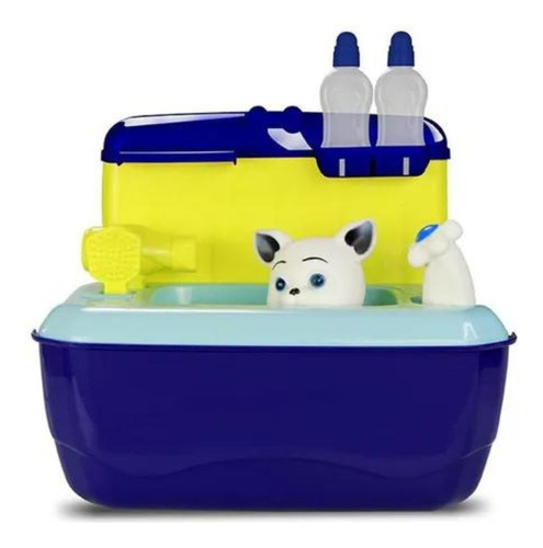 Bolsa Doutor Canino Pet Maleta Azul Acessórios Banho Gato
