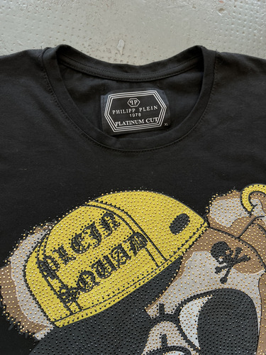 Remera Philipp Plein Usada Negra Strass Talle Xl De Hombre (Usado)