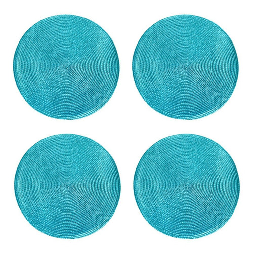 Set X 4 Individual Mantel Circular Tejido Redondo Aqua Lavab