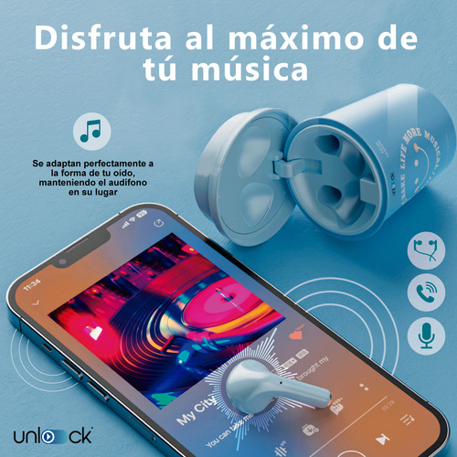 Audífonos Bluetooth Inalámbricos 12h + Estuche Carga Auricul