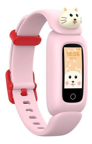Imagen 3 de 4 de Reloj Smartwatch Para Niños Havif M81 Conexion Bluetooth Diseño De La Malla Gatito Color De La Malla Rosa Color Del Bisel Rosa Color De La Caja Rosa