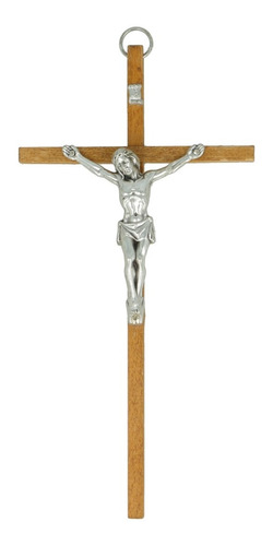 Cruz Crucifijo Madera Varilla Cristo Plateado 16cm (italy)