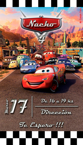 Invitación Digital Tarjeta Cars Rayo Mcqueen Para Whatsapp