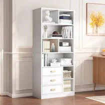 Comprar Libreros Minimalista En Madera Con Organizador De 3 Cajones