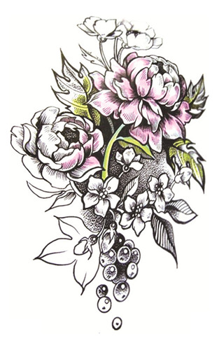 Calcomanía Temporal Con Diseño De Mariposa Rosa Negra En 3d
