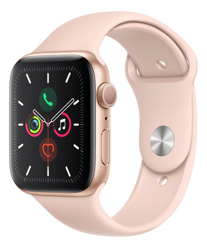 Apple Series 5 Watch (GPS) - Caixa de alumínio cor dourado de 44 mm - Pulseira esportiva rosa-areia