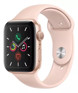 Apple Series 5 Watch (GPS) - Caixa de alumínio cor dourado de 44 mm - Pulseira esportiva rosa-areia