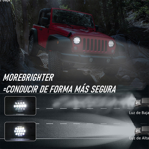 1par 7'' Faros Led Lupa Redondo Drl Para Wrangler Jeep Vocho