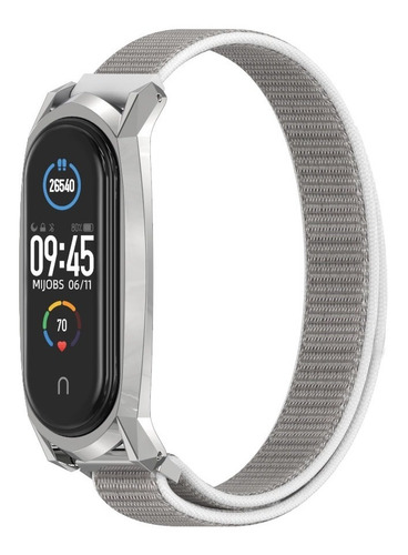 Imagen 2 de 2 de Malla Nylon Con Acero Para Mi Band 5 4 Y 3 + Film Protector