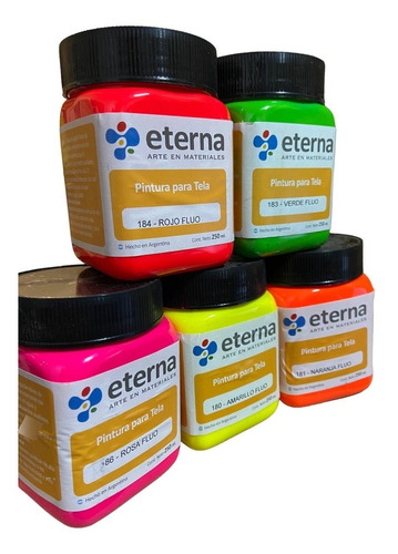 Pintura Para Tela Fluo Eterna 250ml X 5 Colores