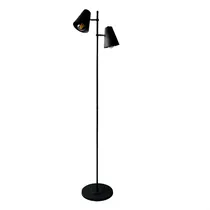 Comprar Lampara De Pie Moderna Industrial Cono De 2 Luces Orientable Estructura Negro Pantalla Negro