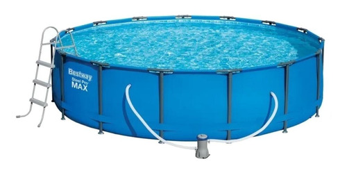 Imagen 2 de 3 de Pileta estructural redonda Bestway 56488 con capacidad de 14970 litros de 4.57m de diámetro azul diseño mosaico