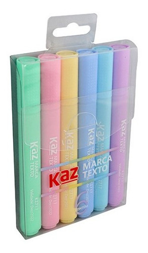 Pincel Marca Texto 6 Cores Pastel Kz717