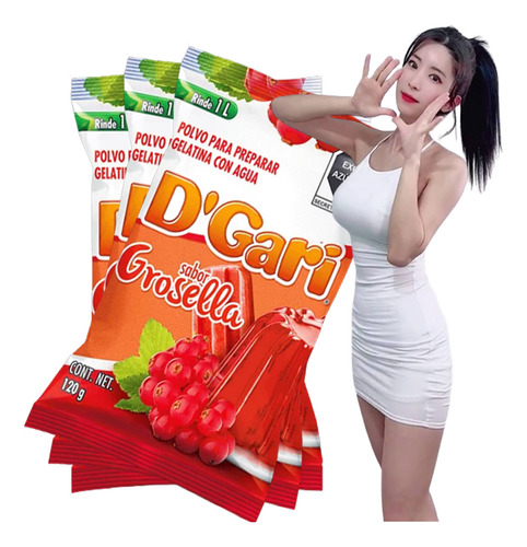 Dgari® 3 Gelatinas De Agua Sabor Grosella Rinde Un Litro Wow