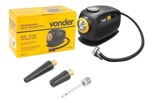Compressor de ar mini automotivo portátil Vonder CAV 12 90W 12V preto