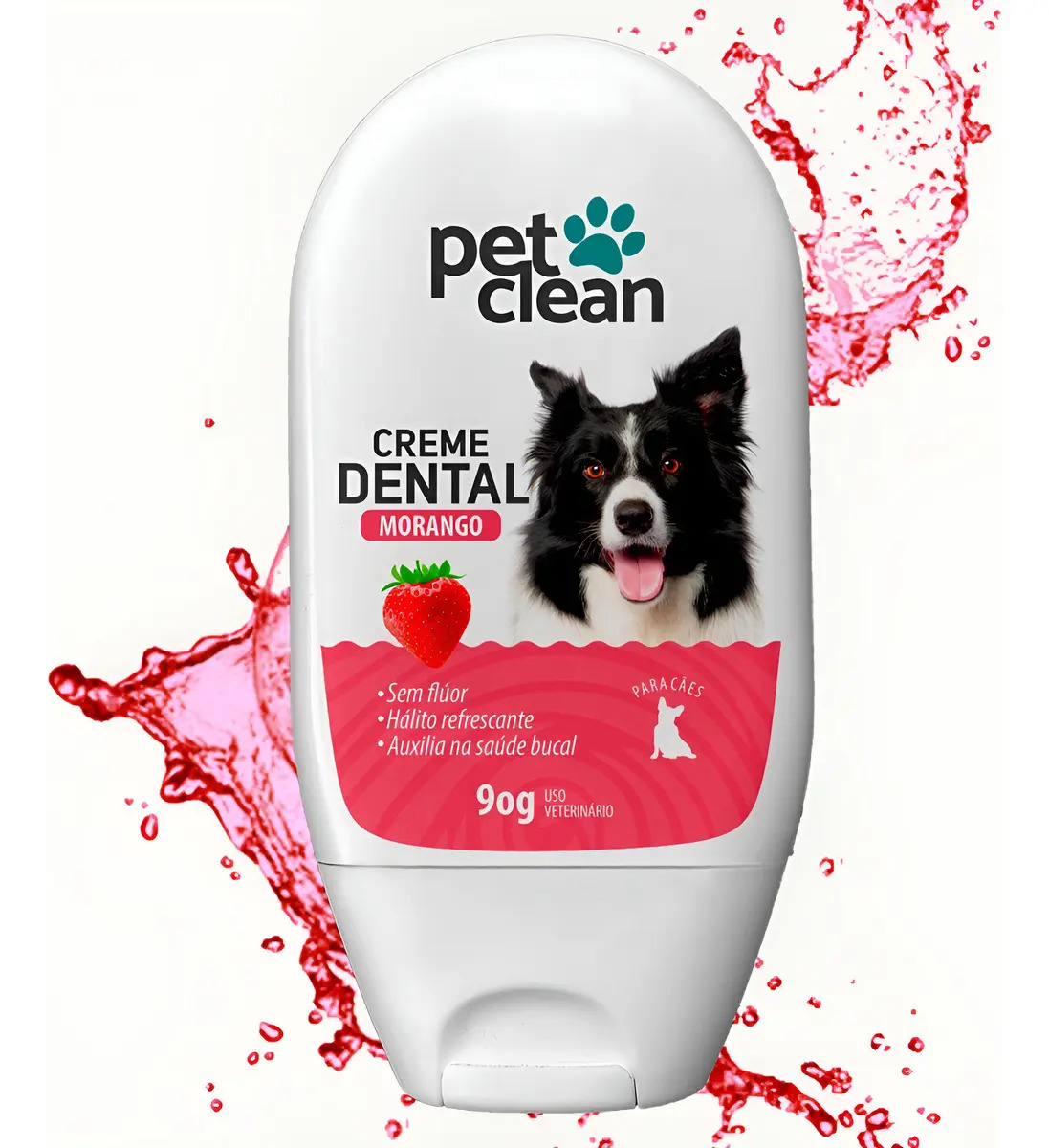 Creme Dental Pasta De Dente Cães Gatos Banho Tosa Sabor Morango