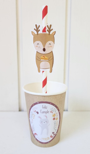 Imagen 5 de 7 de Vasos Animales Del Bosque Nordico Polipapel Set X 5